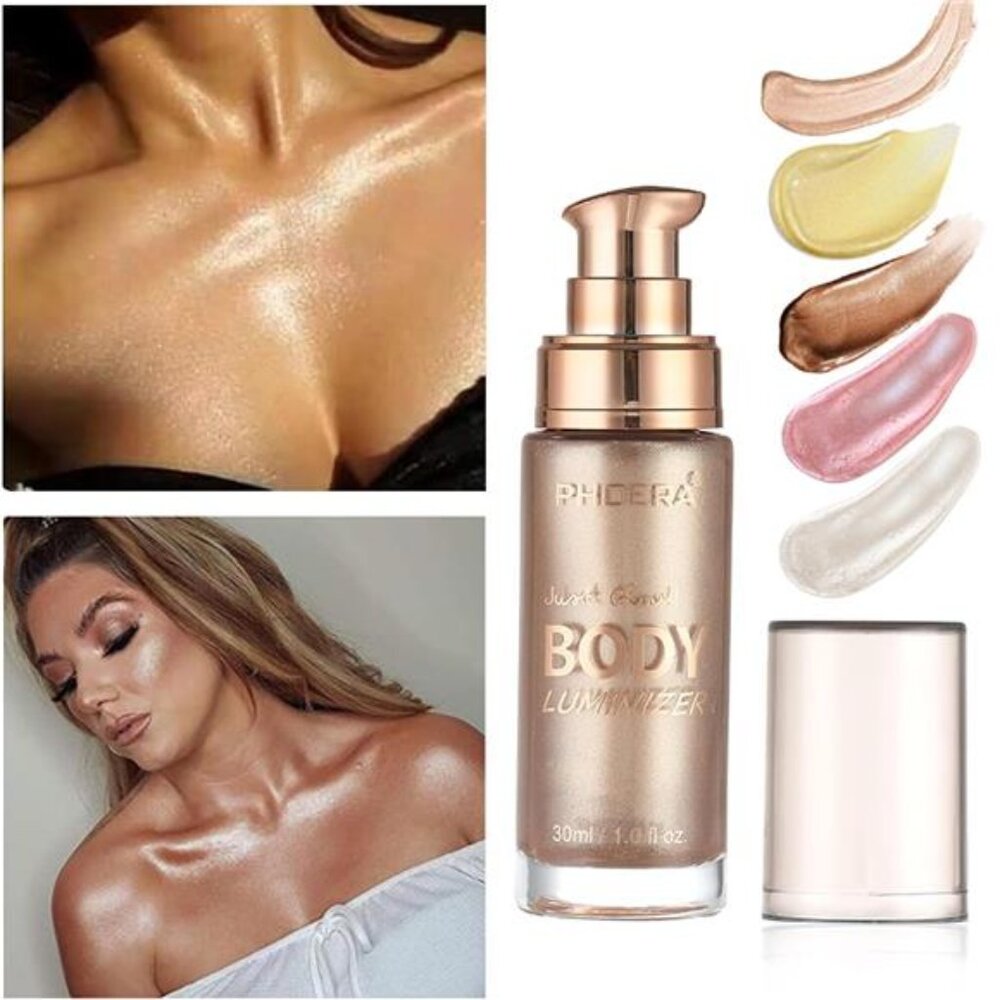 Body Shimmer Oil, Waterproof Long Lasting Moisturizing Bronze Body Luminizer.